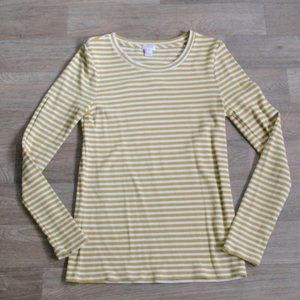 J. Crew Waffle Striped Crewneck Gold Long Sleeve